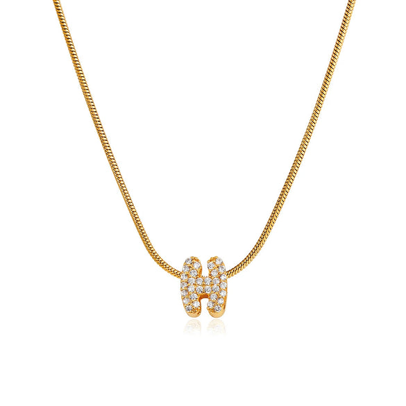 Wholesale Jewelry Copper Inlaid Zircon Letter Pendant Necklace Light Luxury Style