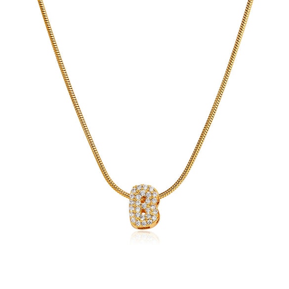 Wholesale Jewelry Copper Inlaid Zircon Letter Pendant Necklace Light Luxury Style