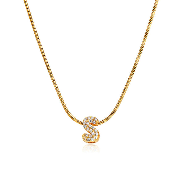 Wholesale Jewelry Copper Inlaid Zircon Letter Pendant Necklace Light Luxury Style