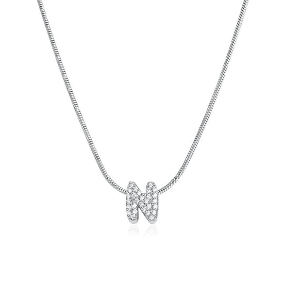 Wholesale Jewelry Copper Inlaid Zircon Letter Pendant Necklace Light Luxury Style