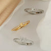 Wholesale Jewelry Copper Inlaid Zircon Open Adjustable Ring With Letter Pattern And Electroplating Process