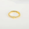 Wholesale Jewelry Copper Inlaid Zircon Open Adjustable Ring With Letter Pattern And Electroplating Process