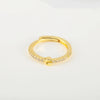 Wholesale Jewelry Copper Inlaid Zircon Open Adjustable Ring With Letter Pattern And Electroplating Process