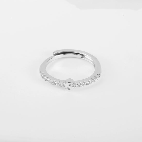 Wholesale Jewelry Copper Inlaid Zircon Open Adjustable Ring With Letter Pattern And Electroplating Process