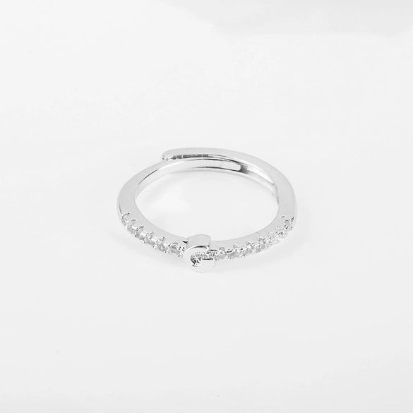 Wholesale Jewelry Copper Inlaid Zircon Open Adjustable Ring With Letter Pattern And Electroplating Process
