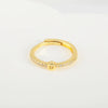 Wholesale Jewelry Copper Inlaid Zircon Open Adjustable Ring With Letter Pattern And Electroplating Process