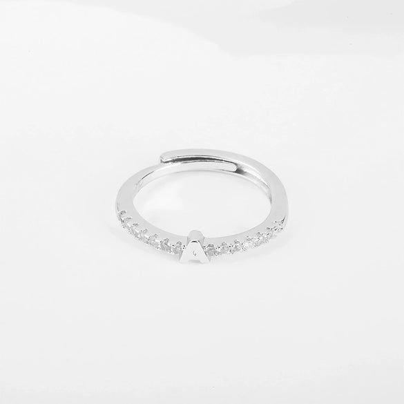 Wholesale Jewelry Copper Inlaid Zircon Open Adjustable Ring With Letter Pattern And Electroplating Process