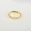 Wholesale Jewelry Copper Inlaid Zircon Open Adjustable Ring With Letter Pattern And Electroplating Process