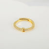 Wholesale Jewelry Copper Inlaid Zircon Open Adjustable Ring With Letter Pattern And Electroplating Process