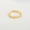 Wholesale Jewelry Copper Inlaid Zircon Open Adjustable Ring With Letter Pattern And Electroplating Process