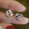 Wholesale Jewelry Copper Inlaid Zirconium Goldplated Heart Niche Design Geometric Earrings