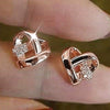 Wholesale Jewelry Copper Inlaid Zirconium Goldplated Heart Niche Design Geometric Earrings