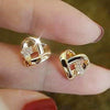 Wholesale Jewelry Copper Inlaid Zirconium Goldplated Heart Niche Design Geometric Earrings