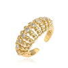 Wholesale Jewelry Copper Irregular Geometric Inlay Zircon Earrings Bracelet Ring For Women Hip Hop Style