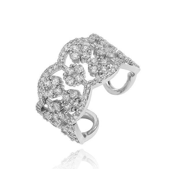 Wholesale Jewelry Copper Irregular Geometric Inlay Zircon Earrings Bracelet Ring For Women Hip Hop Style