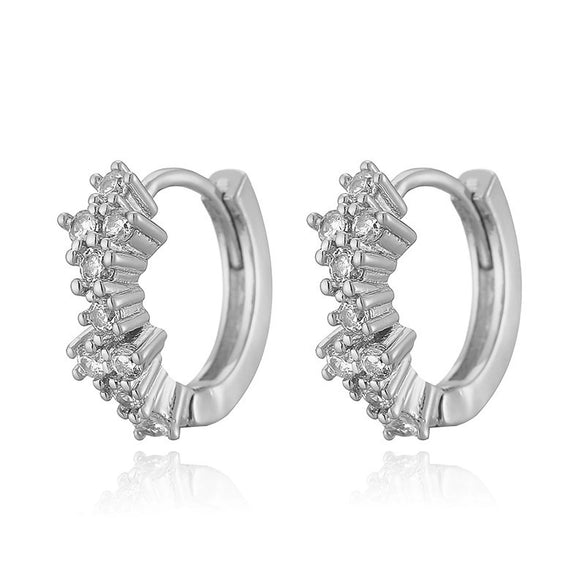 Wholesale Jewelry Copper Irregular Geometric Inlay Zircon Earrings Bracelet Ring For Women Hip Hop Style