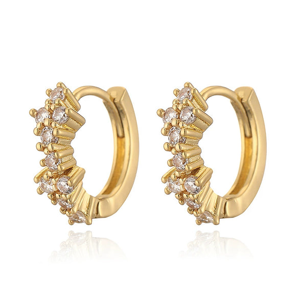 Wholesale Jewelry Copper Irregular Geometric Inlay Zircon Earrings Bracelet Ring For Women Hip Hop Style