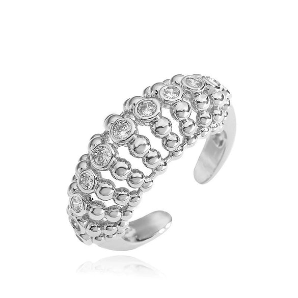 Wholesale Jewelry Copper Irregular Geometric Inlay Zircon Earrings Bracelet Ring For Women Hip Hop Style