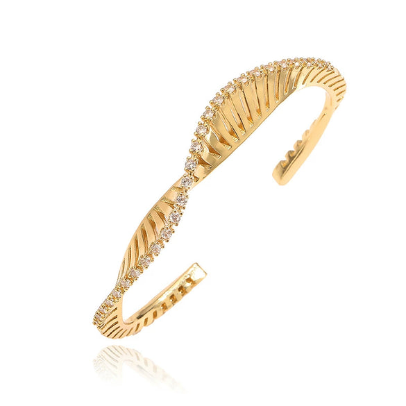 Wholesale Jewelry Copper Irregular Geometric Inlay Zircon Earrings Bracelet Ring For Women Hip Hop Style