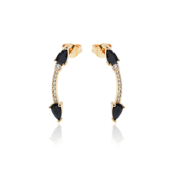 Wholesale Jewelry Copper 18K Gold Electroplated Geometric Double Arrow Symmetrical Stud Earrings For Women