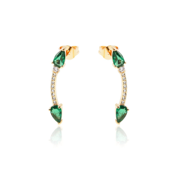 Wholesale Jewelry Copper 18K Gold Electroplated Geometric Double Arrow Symmetrical Stud Earrings For Women