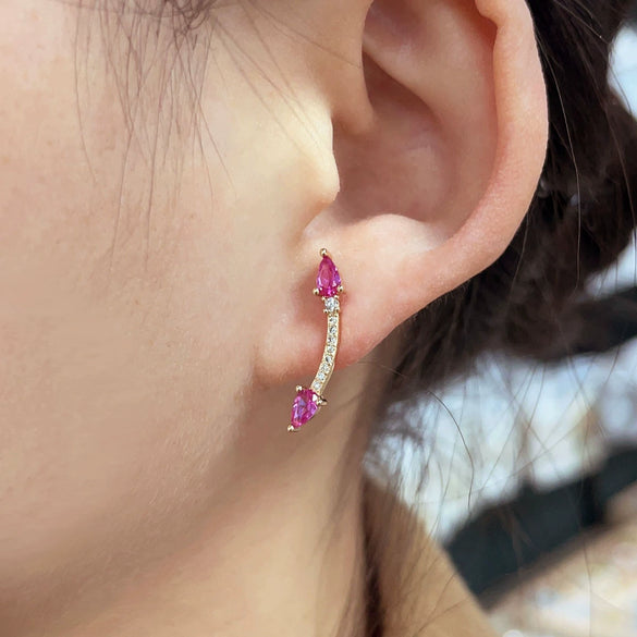Wholesale Jewelry Copper 18K Gold Electroplated Geometric Double Arrow Symmetrical Stud Earrings For Women