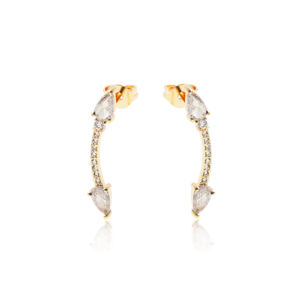 Wholesale Jewelry Copper 18K Gold Electroplated Geometric Double Arrow Symmetrical Stud Earrings For Women