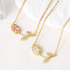 Wholesale Jewelry Copper 18K Gold Plated Flower Pendant Necklace O Word Chain For Women