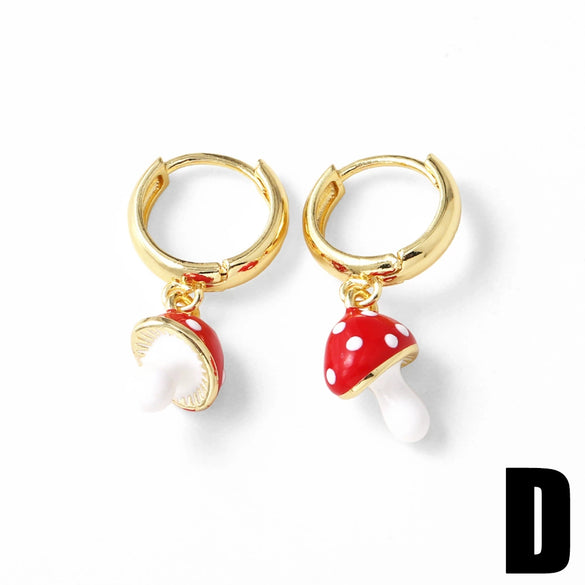 Wholesale Jewelry Copper 18K Gold Plated Fruit Vegetable Watermelon Geometric Earrings For Women
