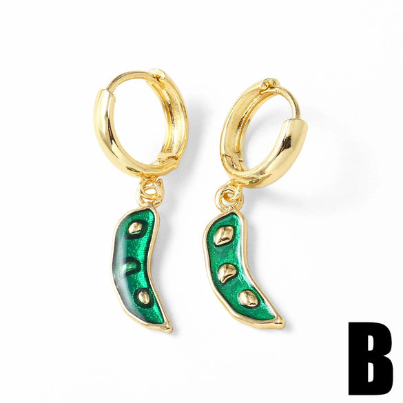 Wholesale Jewelry Copper 18K Gold Plated Fruit Vegetable Watermelon Geometric Earrings For Women