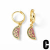 Wholesale Jewelry Copper 18K Gold Plated Fruit Vegetable Watermelon Geometric Earrings For Women