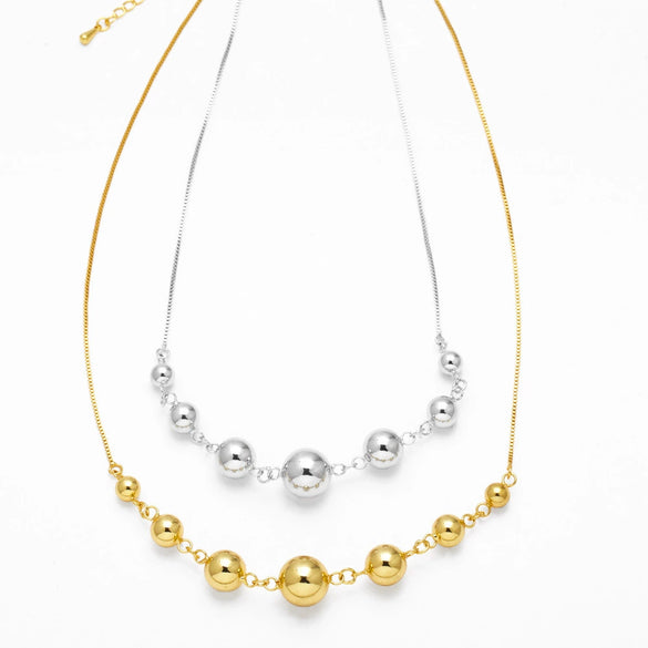 Wholesale Jewelry Copper 18K Gold Plated Geometric Ball Pendant Necklace For Women