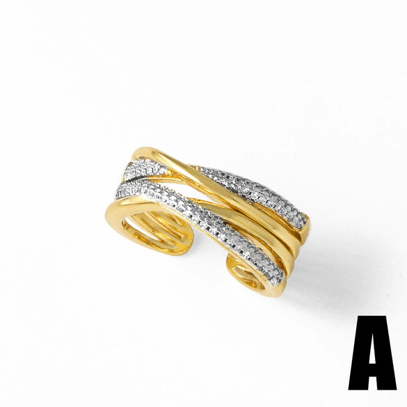Wholesale Jewelry Copper 18K Gold Plated Geometric Butterfly Ring For Women