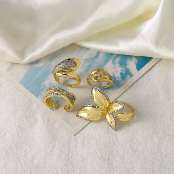 Wholesale Jewelry Copper 18K Gold Plated Geometric Butterfly Ring For Women