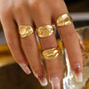 Wholesale Jewelry Copper 18K Gold Plated Geometric Open Ring With Concaveconvex Texture For Women