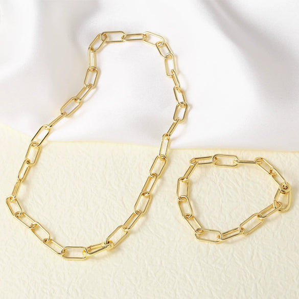 Wholesale Jewelry Copper 18K Gold Plated Geometric Pattern Lobster Clasp Chain Necklace For Men