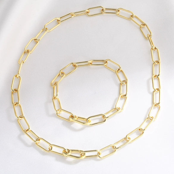 Wholesale Jewelry Copper 18K Gold Plated Geometric Pattern Lobster Clasp Chain Necklace For Men