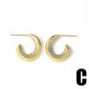 Wholesale Jewelry Copper 18K Gold Plated Heart Asymmetrical Zircon Earrings
