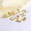 Wholesale Jewelry Copper 18K Gold Plated Heart Asymmetrical Zircon Earrings