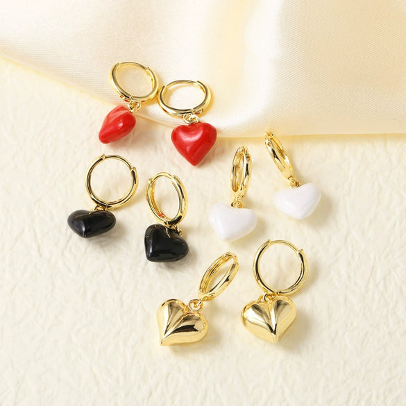 Wholesale Jewelry Copper 18K Gold Plated Heartshaped Earrings For Women