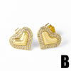 Wholesale Jewelry Copper 18K Gold Plated Heartshaped Full Zircon Earrings