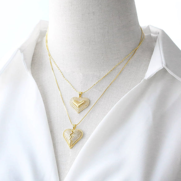 Wholesale Jewelry Copper 18K Gold Plated Heartshaped Pendant Necklace