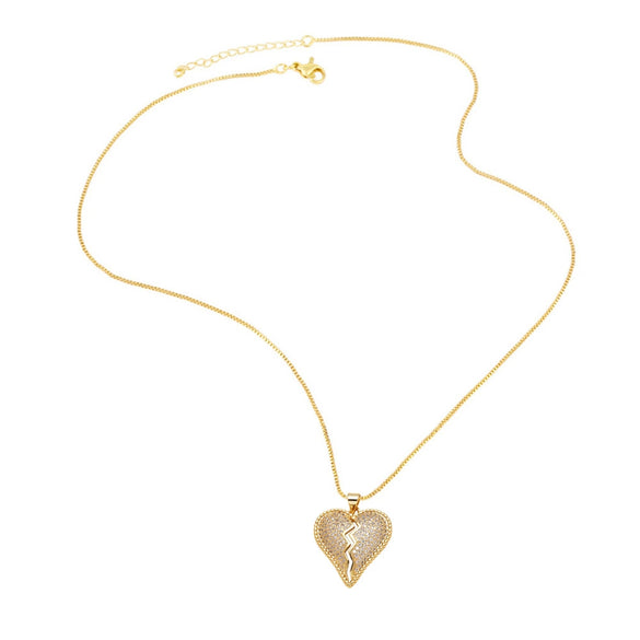 Wholesale Jewelry Copper 18K Gold Plated Heartshaped Pendant Necklace