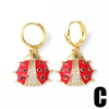 Wholesale Jewelry Copper 18K Gold Plated Insect Rose Cherry Geometric Fruit Earrings For Women