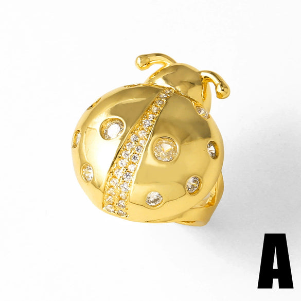 Wholesale Jewelry Copper 18K Gold Plated Insect Snail Animal Zodiac Ring