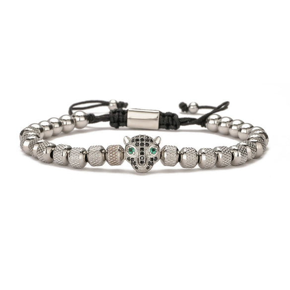 Wholesale Jewelry Copper Leopard Head Pineapple Beads Electroplated Unisex Bracelet