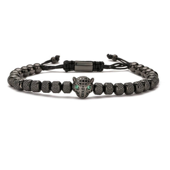 Wholesale Jewelry Copper Leopard Head Pineapple Beads Electroplated Unisex Bracelet