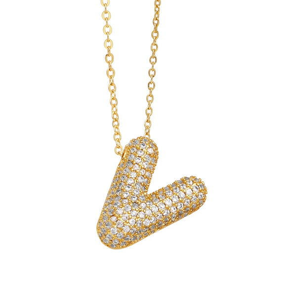 Wholesale Jewelry Copper Letter Necklace With Inlaid Zircon And Electroplating Design For Women On Ochain