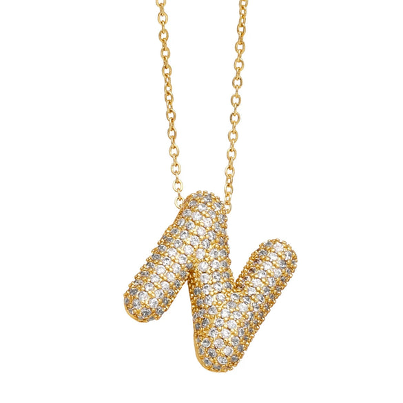 Wholesale Jewelry Copper Letter Necklace With Inlaid Zircon And Electroplating Design For Women On Ochain