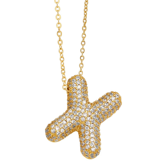 Wholesale Jewelry Copper Letter Necklace With Inlaid Zircon And Electroplating Design For Women On Ochain